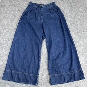 Rachel Comey Wide Leg Denim Culottes Blue Pleated High Rise Womens 31